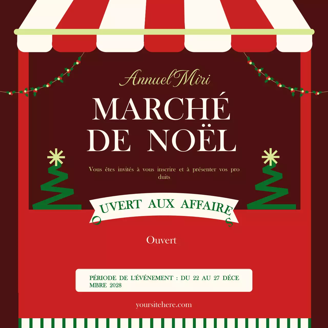 Invitation au marché de Noël rétro vert