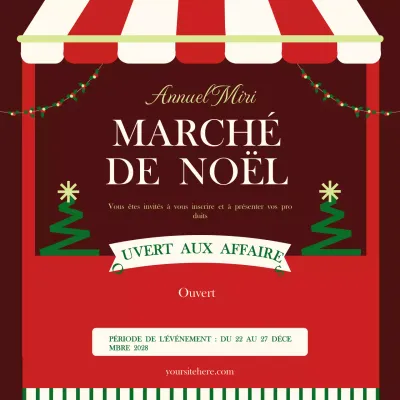 Invitation au marché de Noël rétro vert