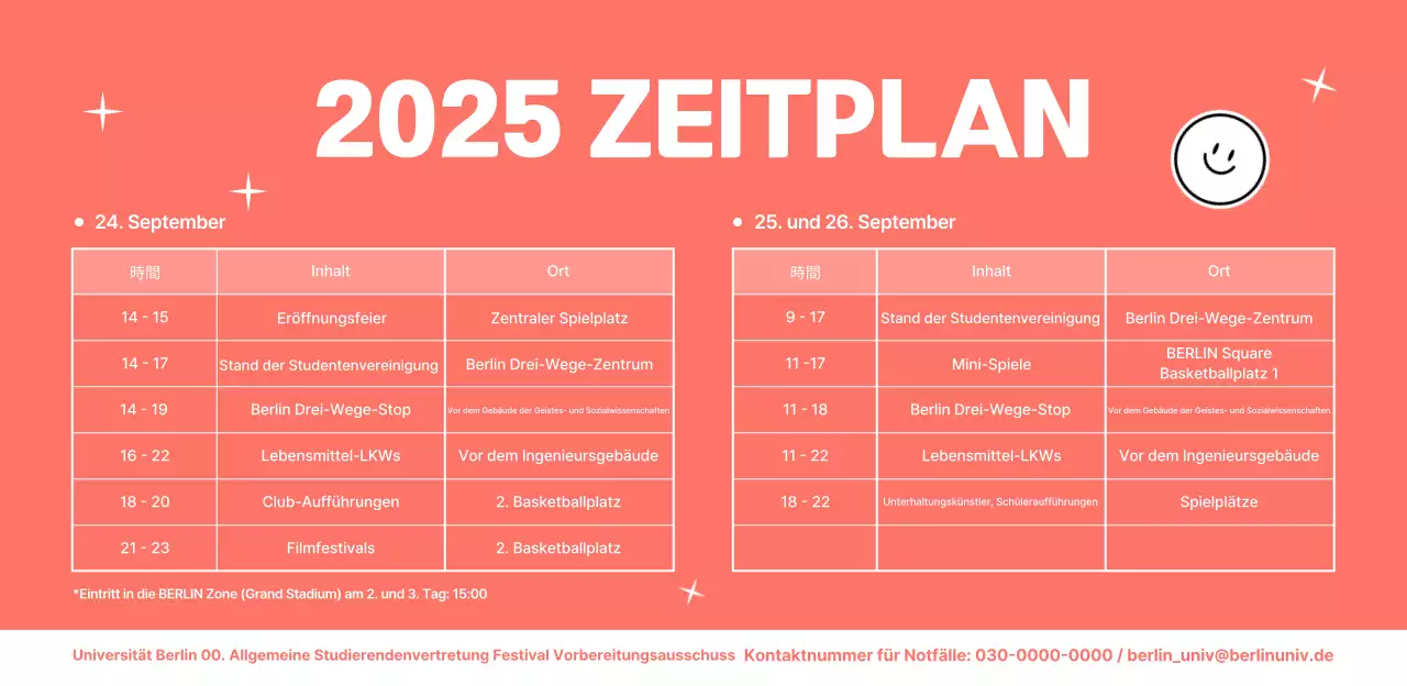 Orange Pop University Festival Stundenplan Werbeplakat