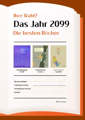 Schlichtes Orange und Braun als Werbung für die Wahl zum besten Buch des Jahres