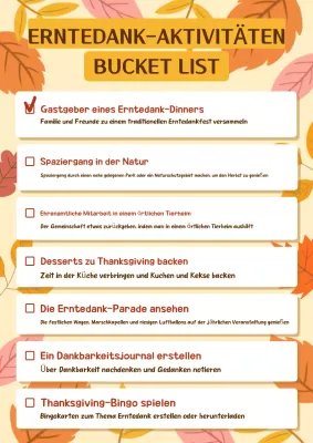 Erntedankfest Aktivitäten Bucket List