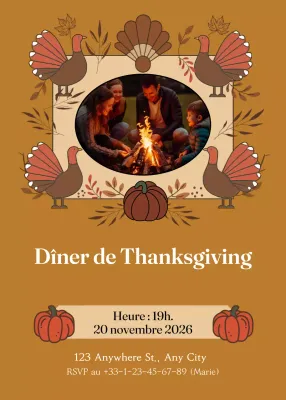 invitation traditionnelle brune pour Thanksgiving