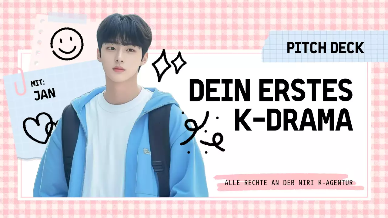 Pastellrosa und blaues Doodle K-Drama Präsentation