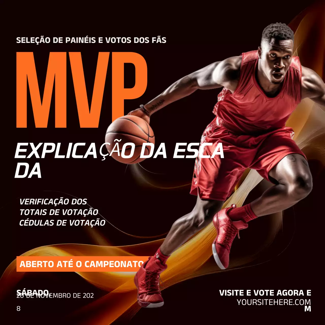 Postagem no Instagram da Escada MVP do Basquetebol Preto e Laranja