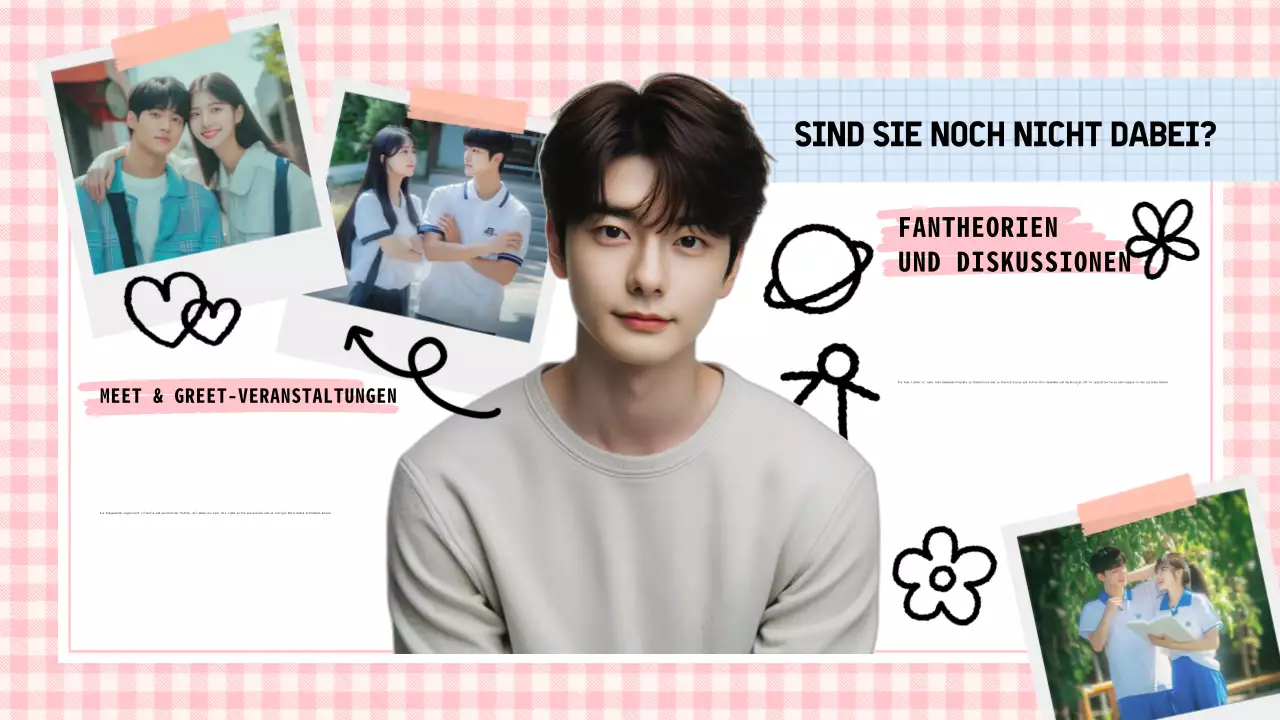 Pastellrosa und blaues Doodle K-Drama Präsentation