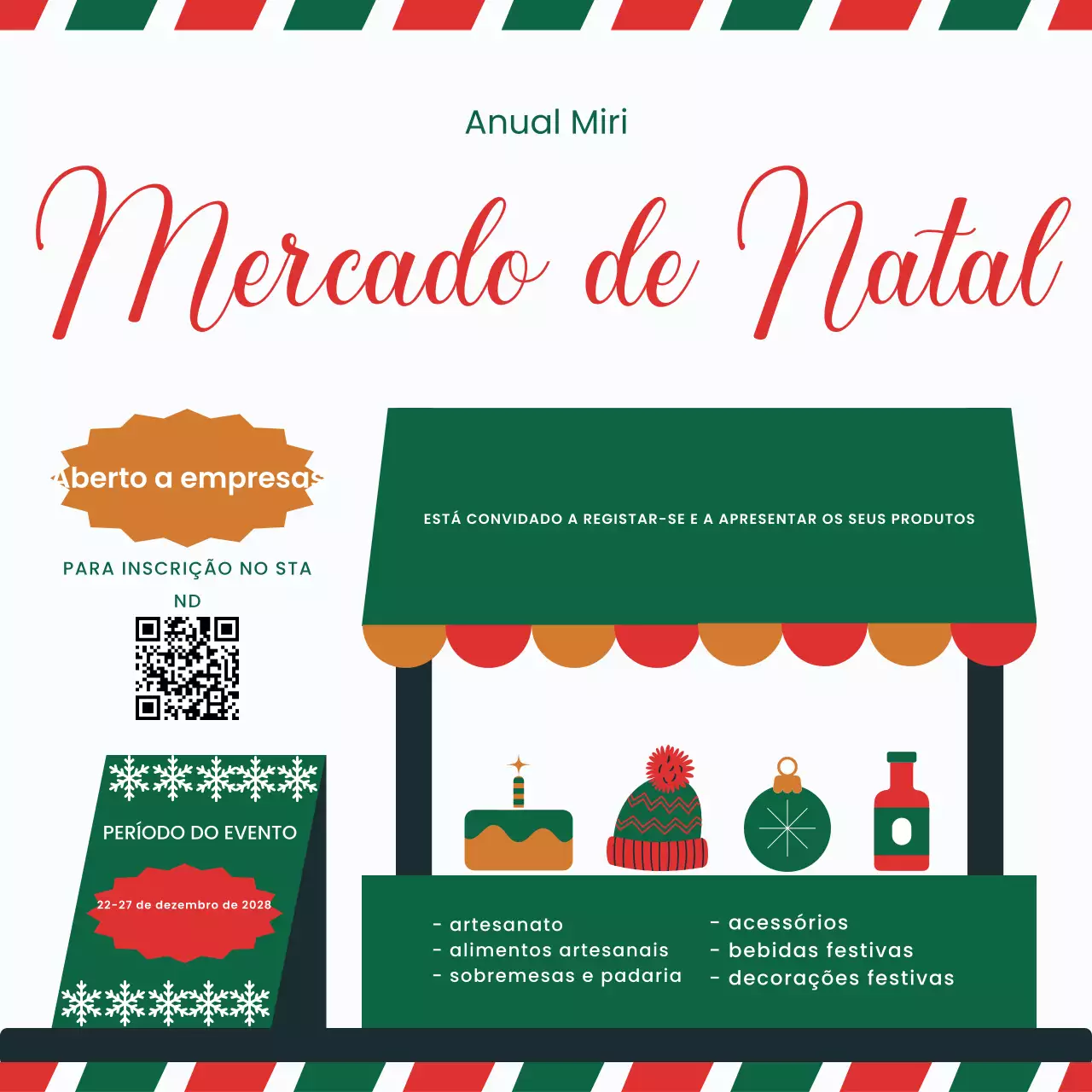 Branco Verde Simples Mercado Anual de Natal de Miri Redes sociais