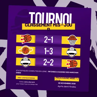 Post Instagram du classement du tournoi sportif des Mauve et Jaune