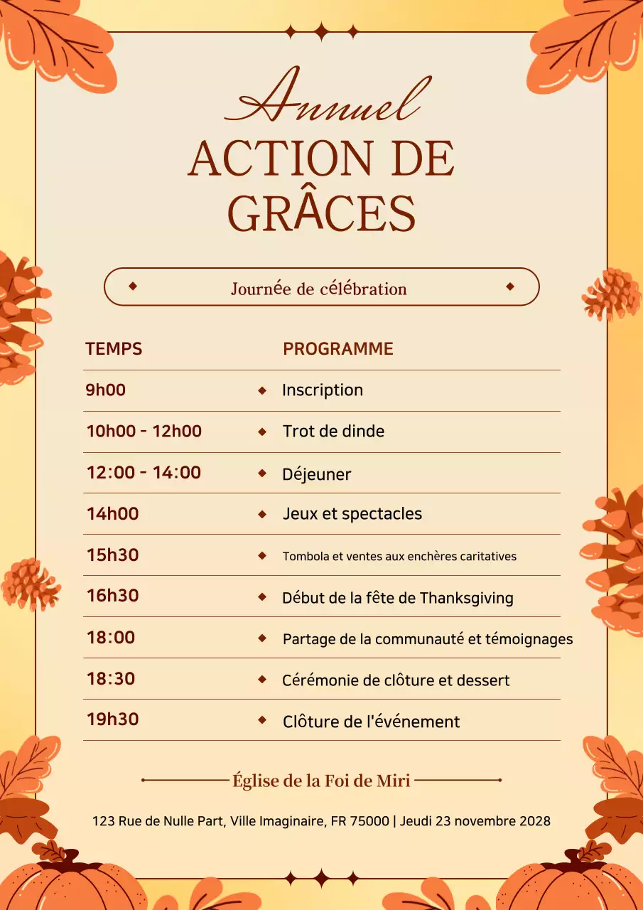 Manifestation annuelle traditionnelle de Thanksgiving à Orange