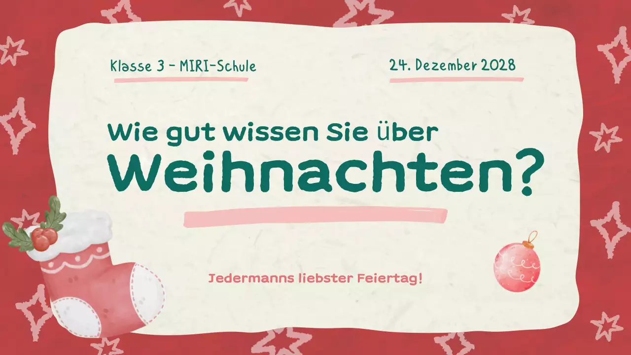 Rote Illustration Weihnachts-Quiz Diashow