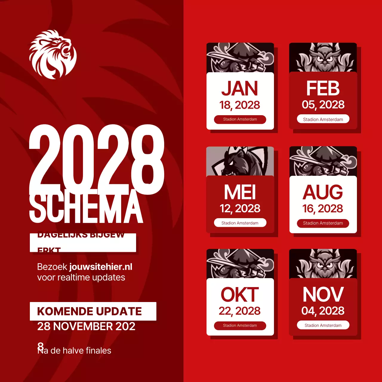 Rood en Wit Sportschema Instagram Post