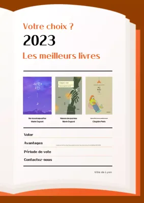 Des couleurs orange et marron simples pour promouvoir le vote du meilleur livre de l'année