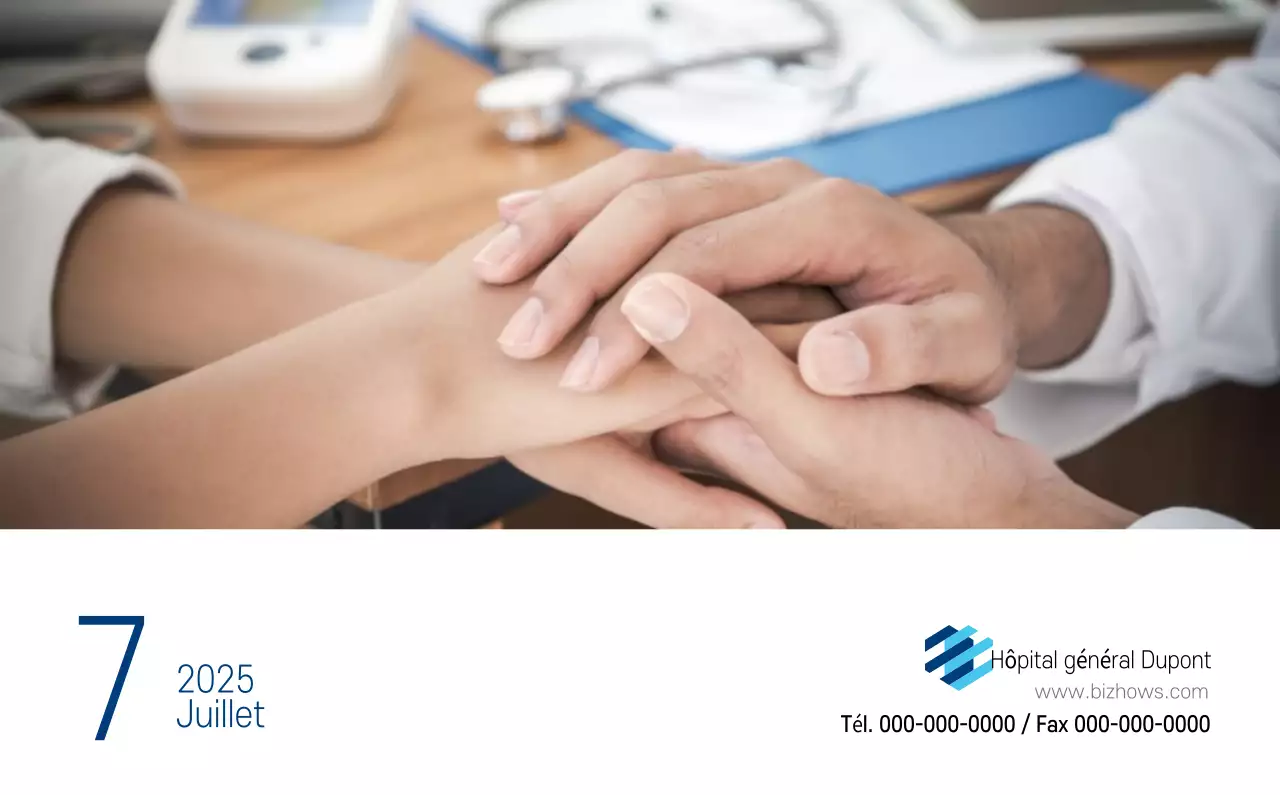 Calendrier promotionnel d'hôpital simple blanc marine