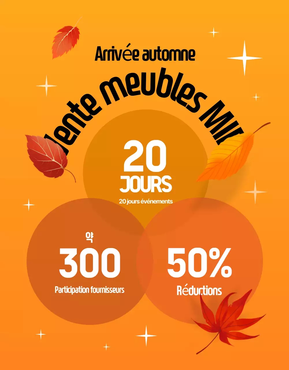 Promouvoir une vente de meubles d'automne modernes en noir et orange
