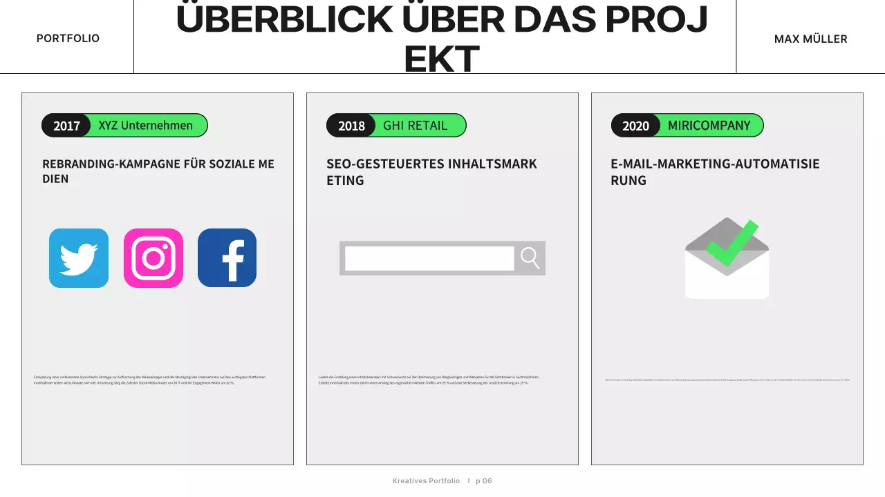 grünes modernes Marketing-Portfolio