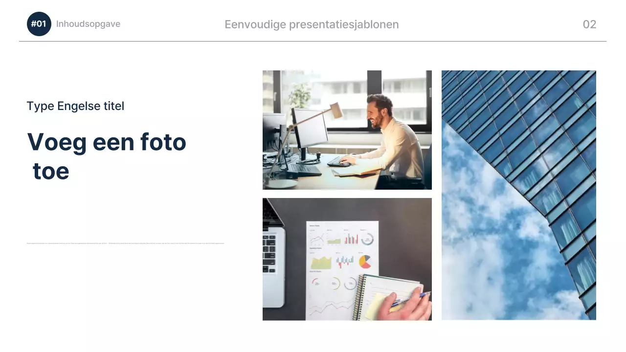 Navy Blauw Modern Presentatie Beschrijving