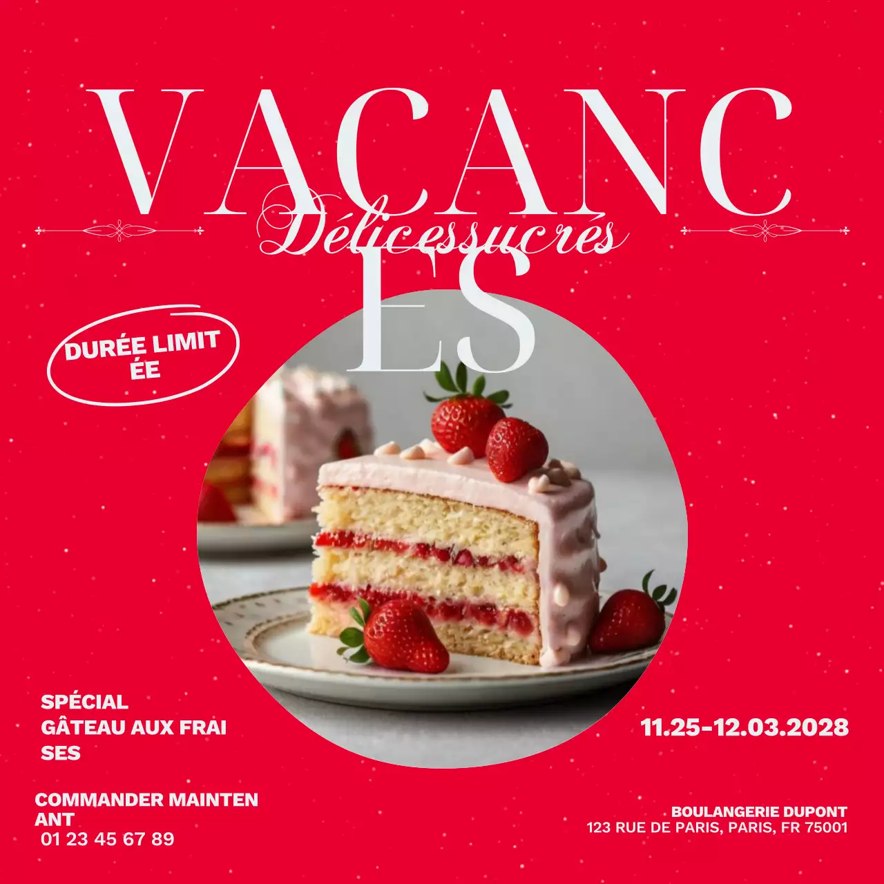 Promotion sur les desserts festifs rouges