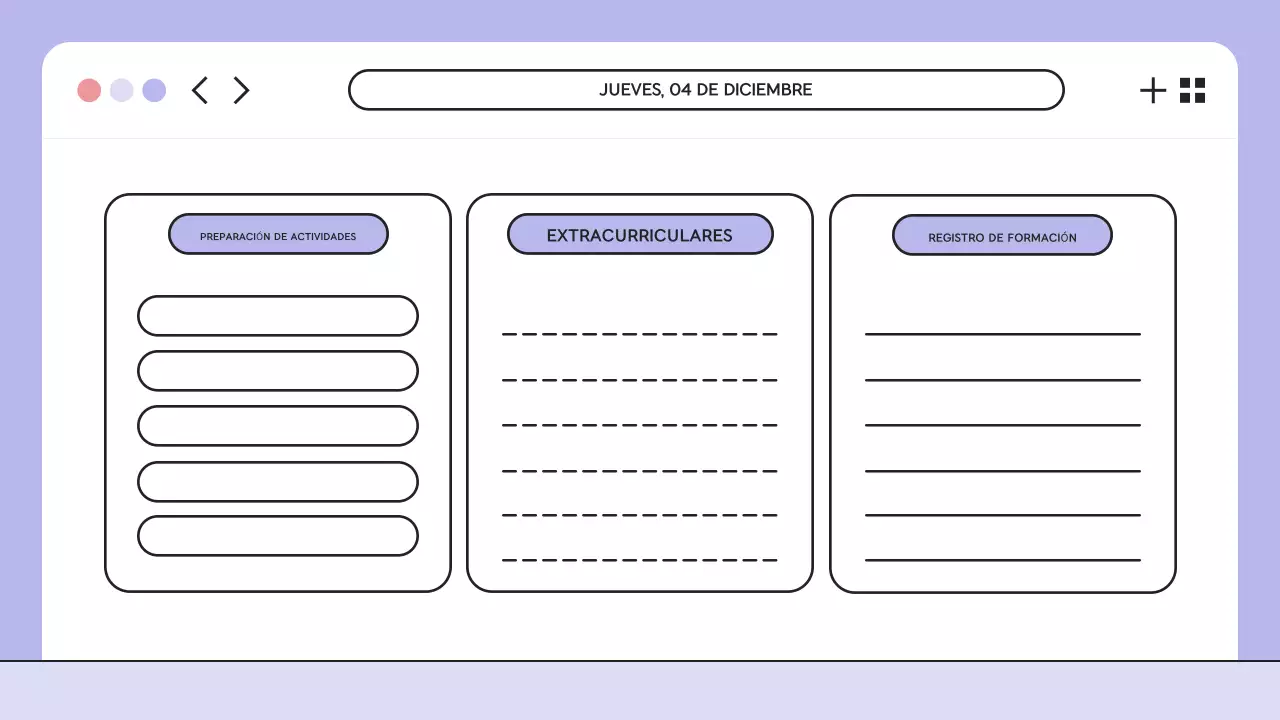 Presentación del orden del día de la clase de ilustración morada