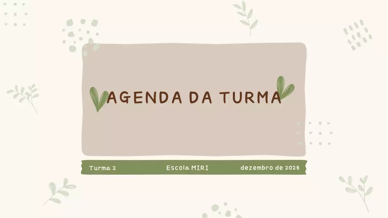Apresentação da agenda da aula de pastel bonito