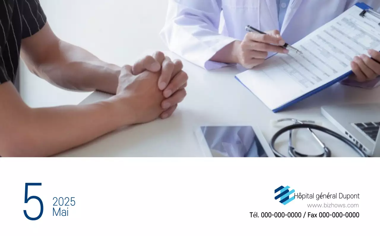 Calendrier promotionnel d'hôpital simple blanc marine