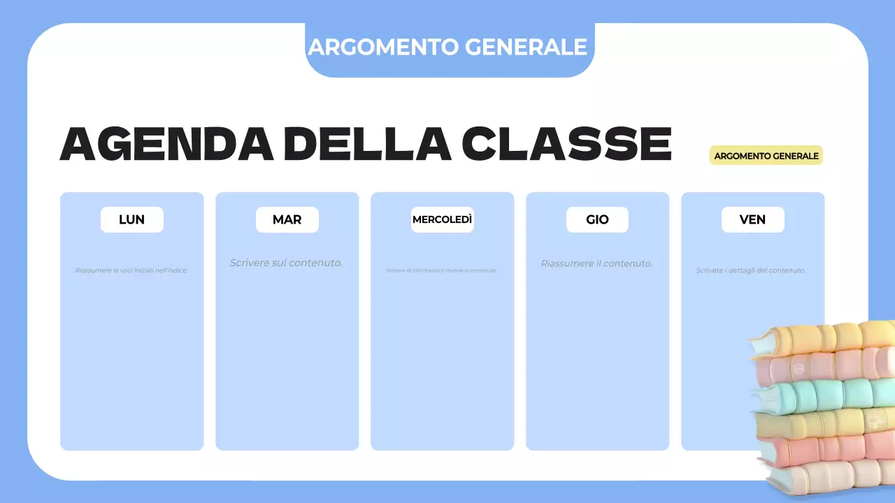 agenda di classe semplice blu