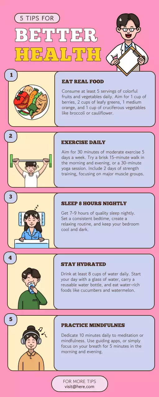 Pink Simple Health Guide Infographic