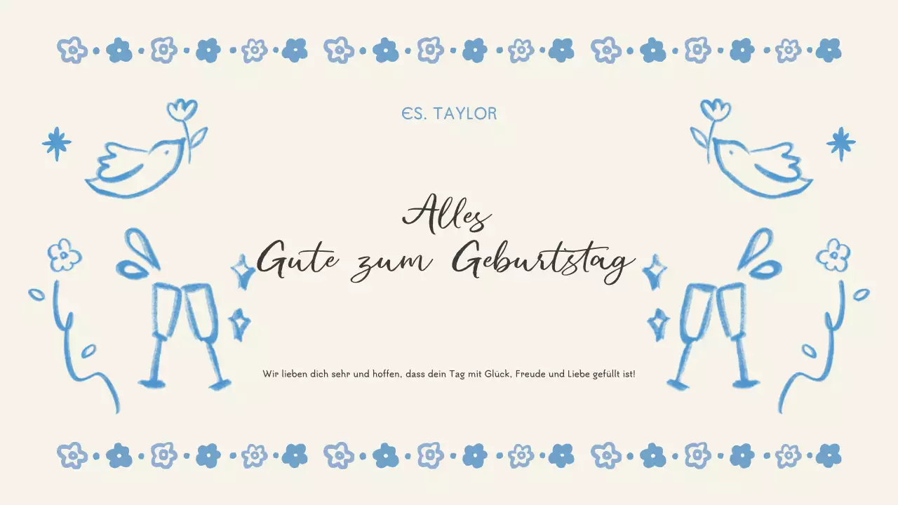 blau geblümt Geburtstag Veranstaltung