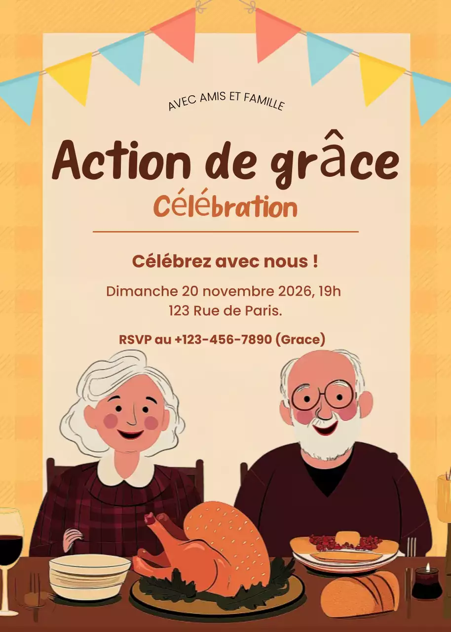 invitation vintage orange pour Thanksgiving