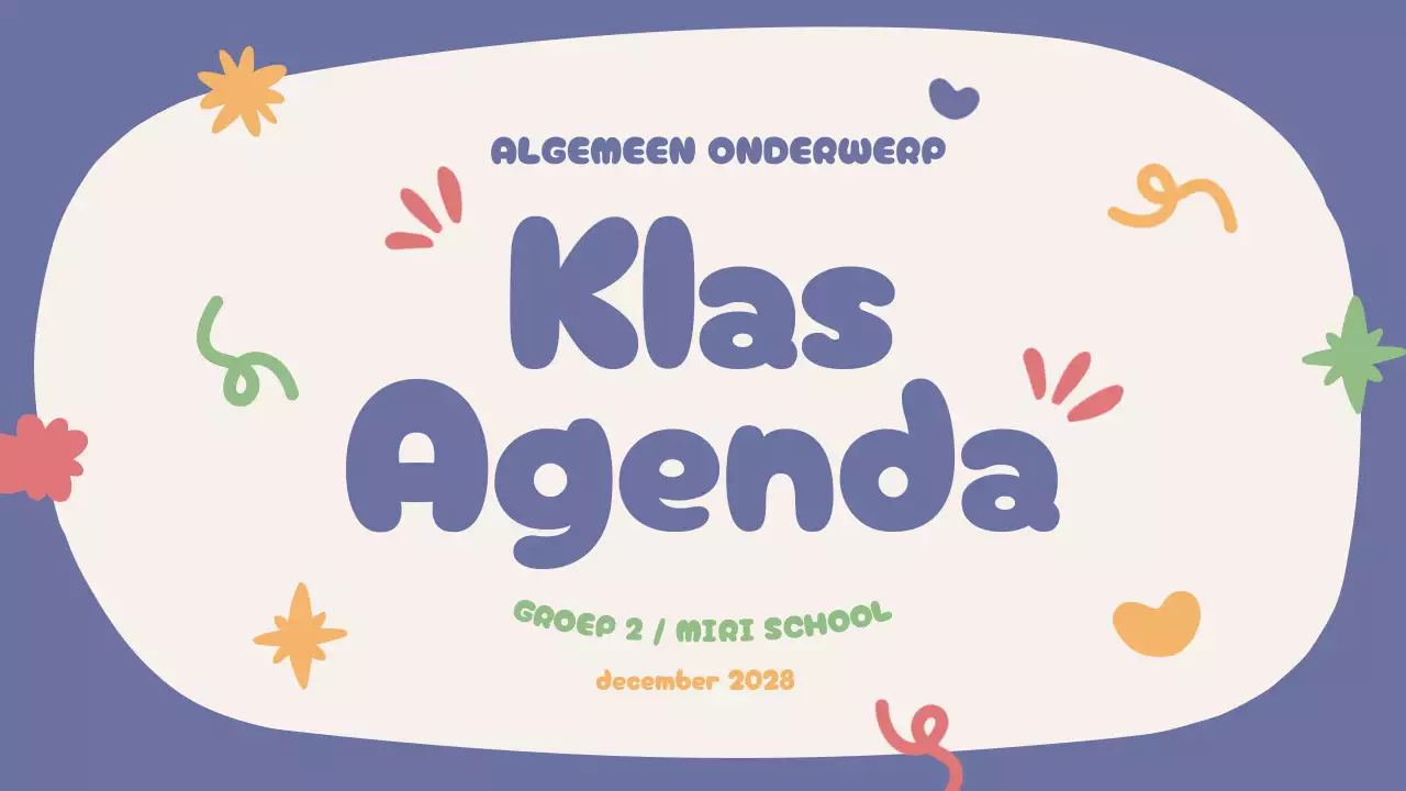 Blauw Beige Groen Rood Speelse Klassenagenda