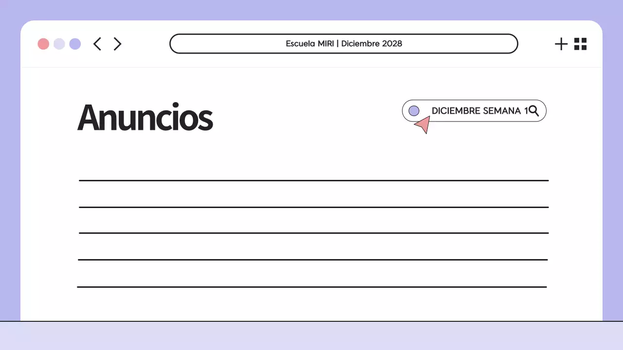 Presentación del orden del día de la clase de ilustración morada