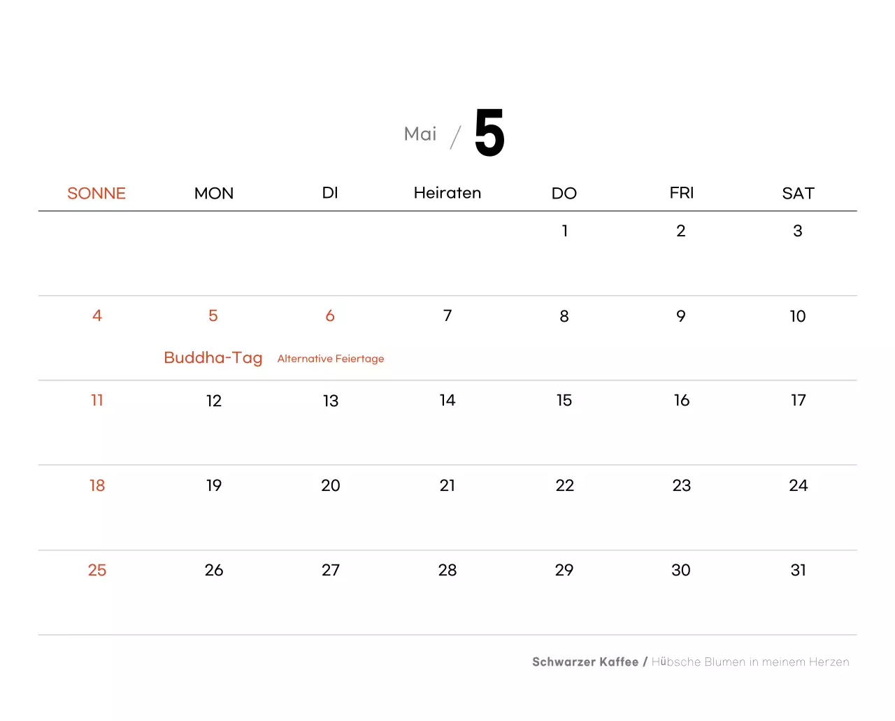 Grauer minimalistischer Kaffeekalender