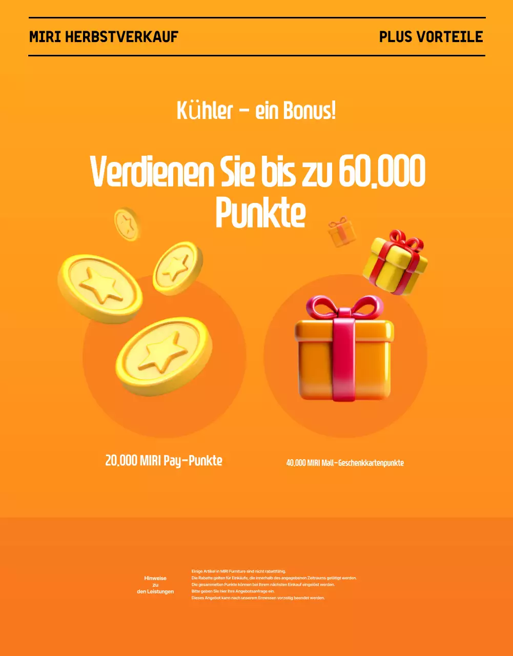 Förderung des Verkaufs von modernen Herbstmöbeln in Schwarz und Orange