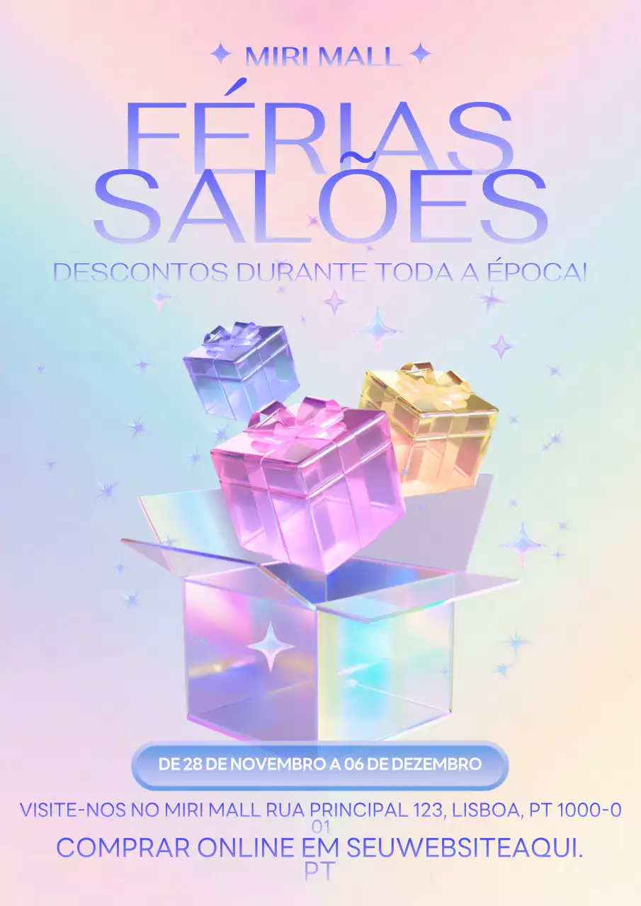 Anúncio moderno e colorido de saldos de férias