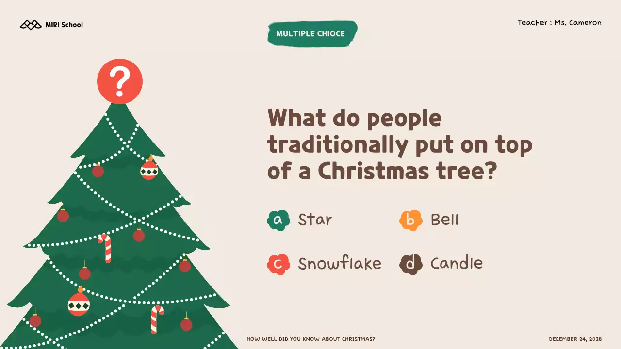 Illustrative Christmas quiz for kids and school students