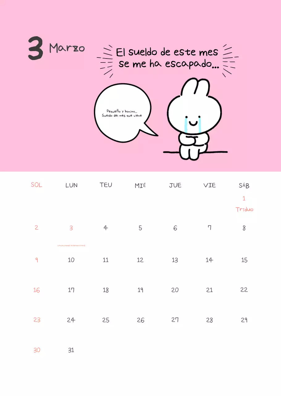 Calendario apretado amarillo Simple Office Worker