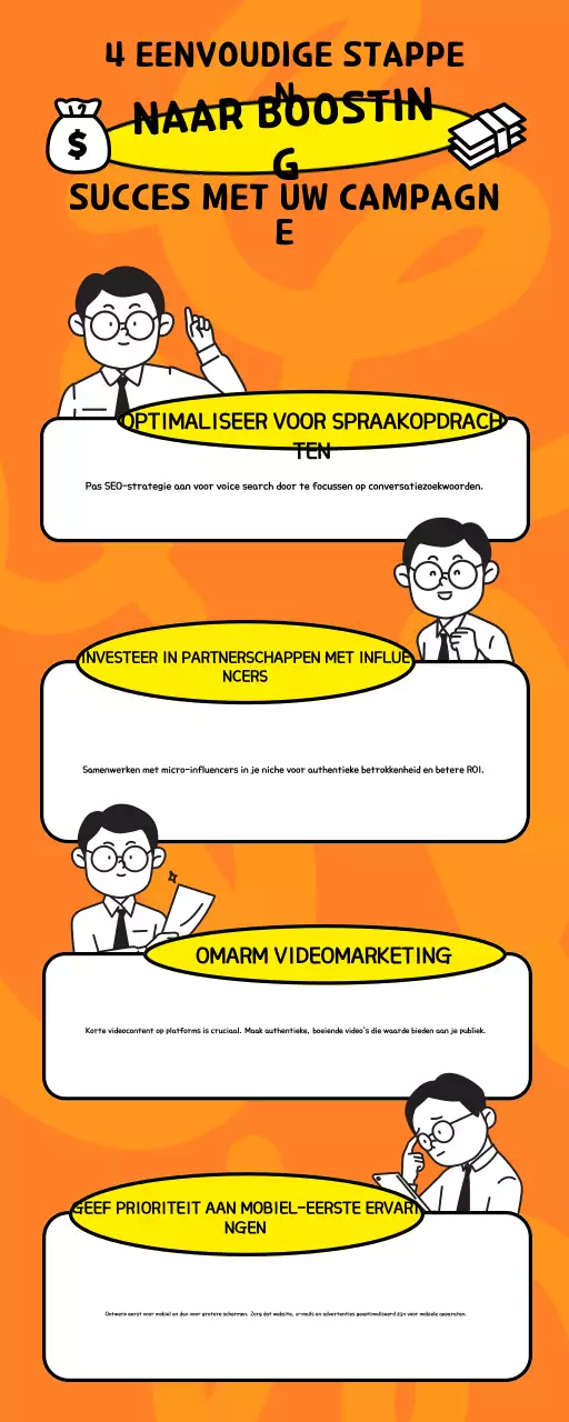 Tips voor oranje en witte campagneversterking Infographic