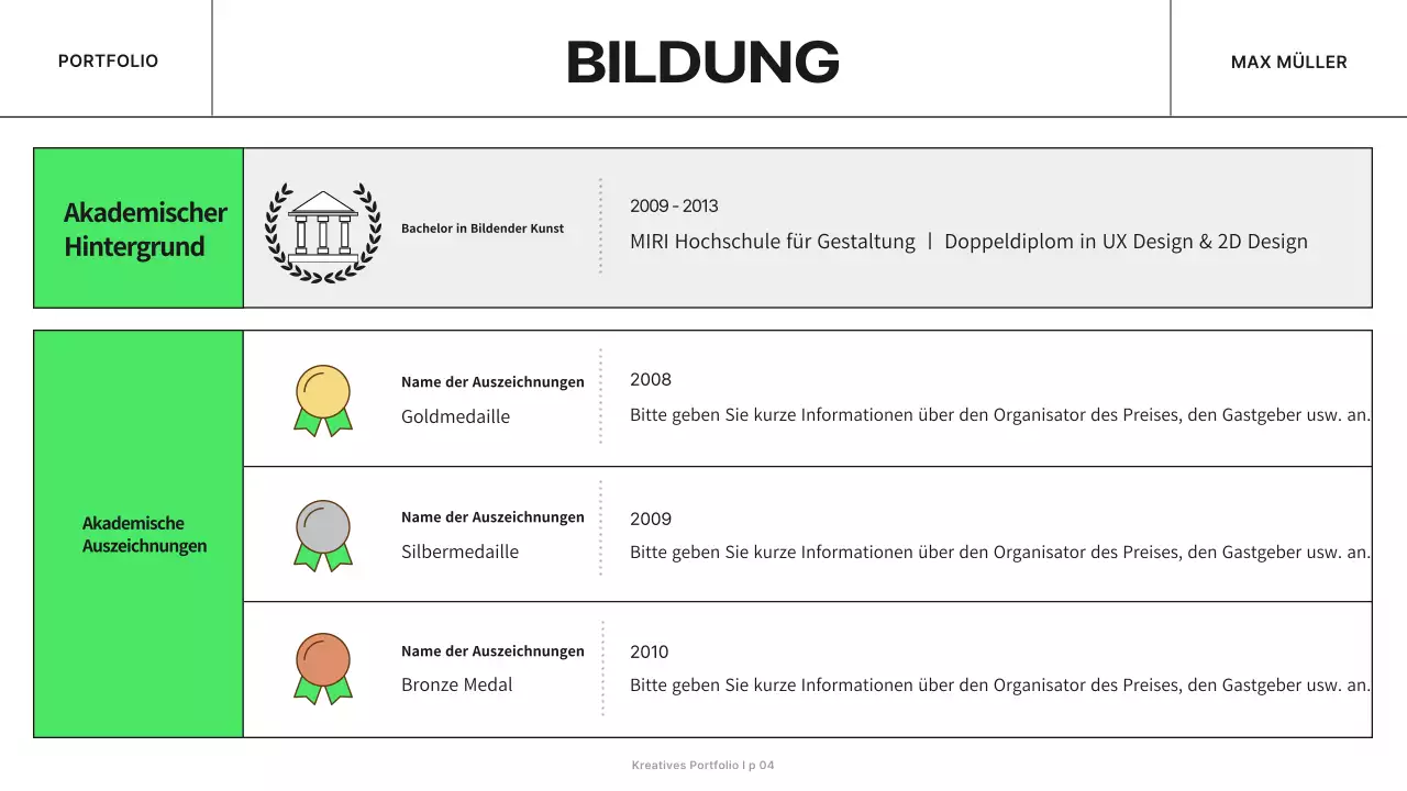 grünes modernes Marketing-Portfolio
