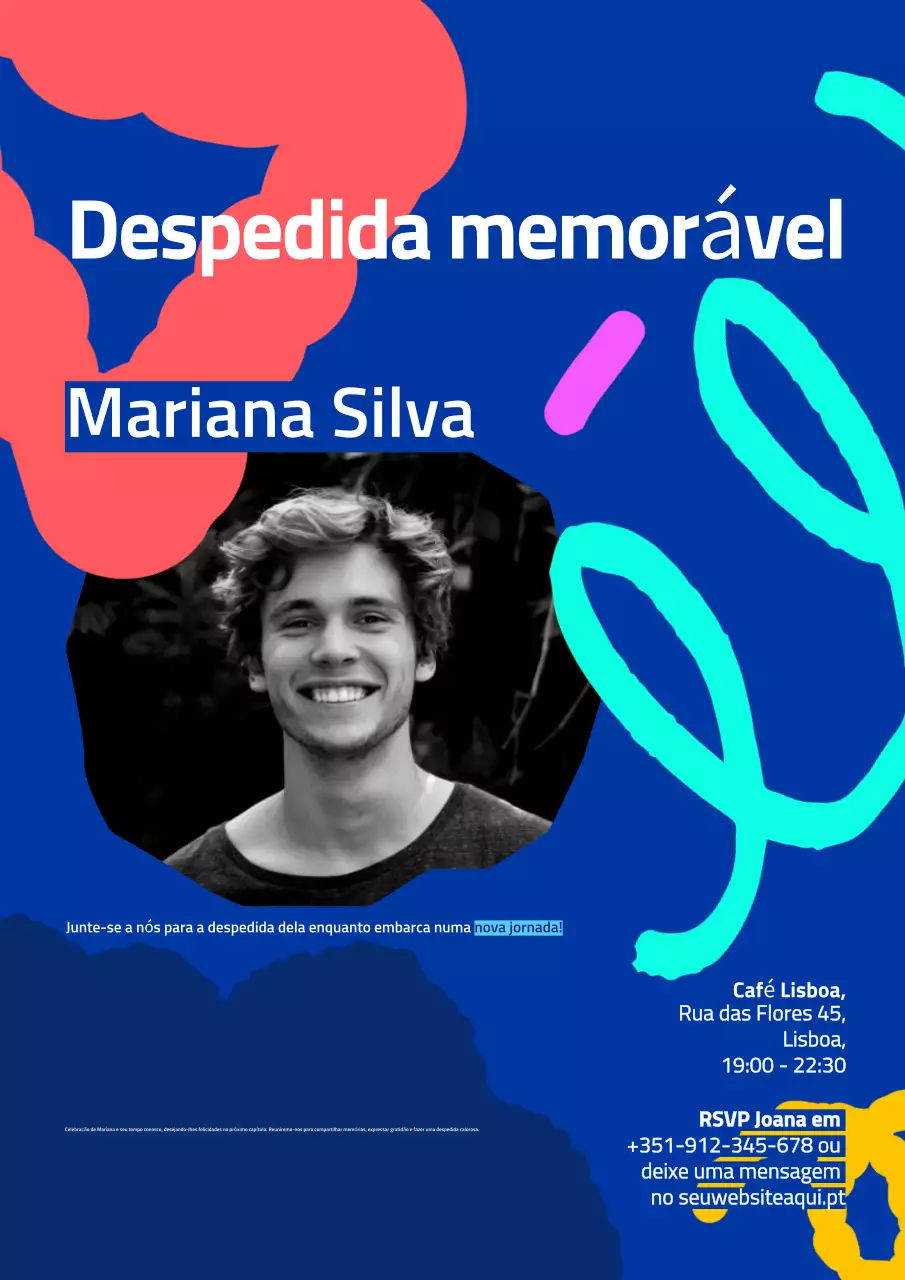 convite de despedida moderno azul