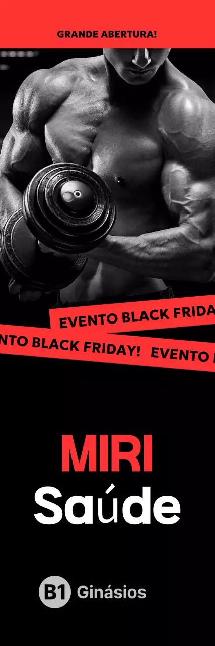 Anúncio de fitness preto e elegante