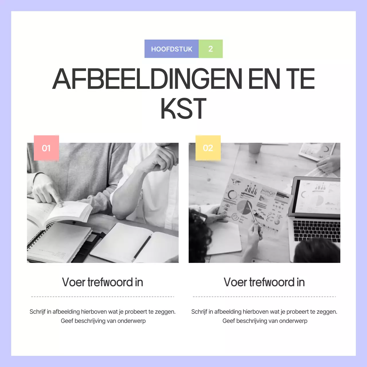 Een gids met eenvoudige vormen in paars en grijs