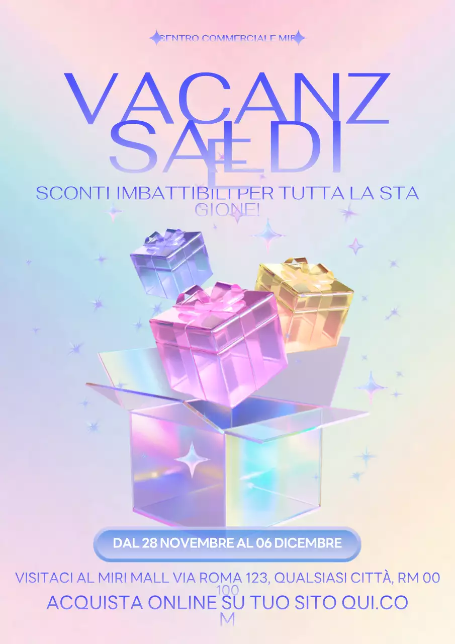 Moderna e colorata pubblicità di vendita per le vacanze