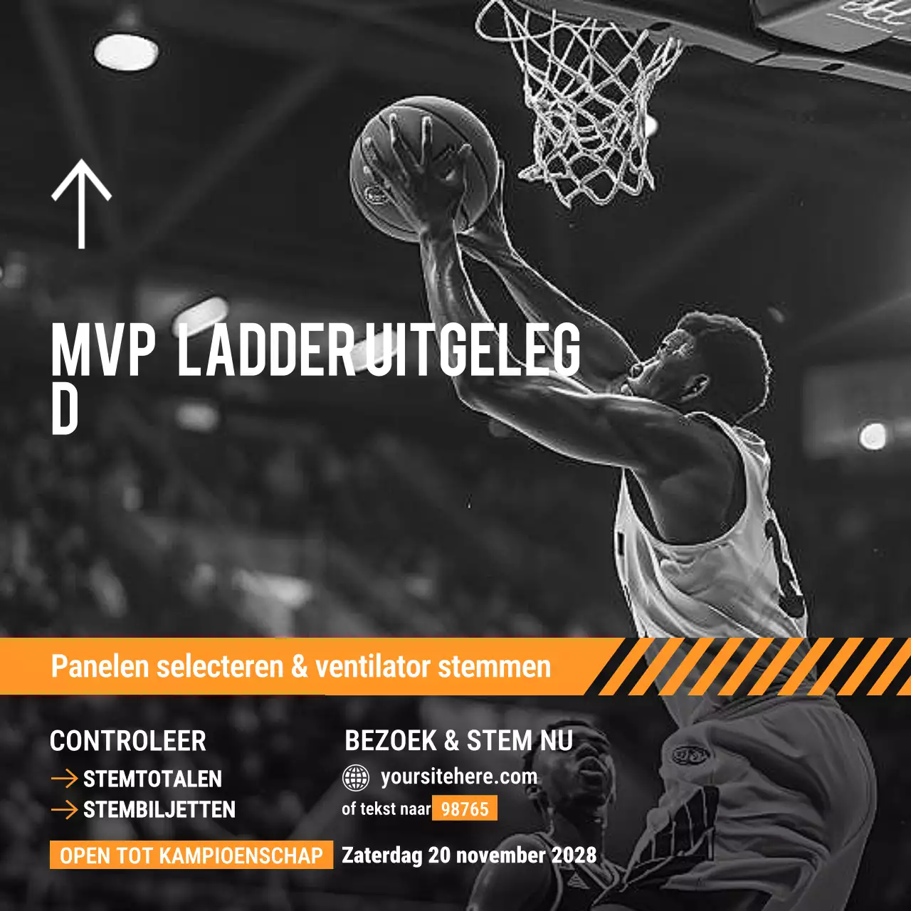 oranje modern basketbal aankondiging