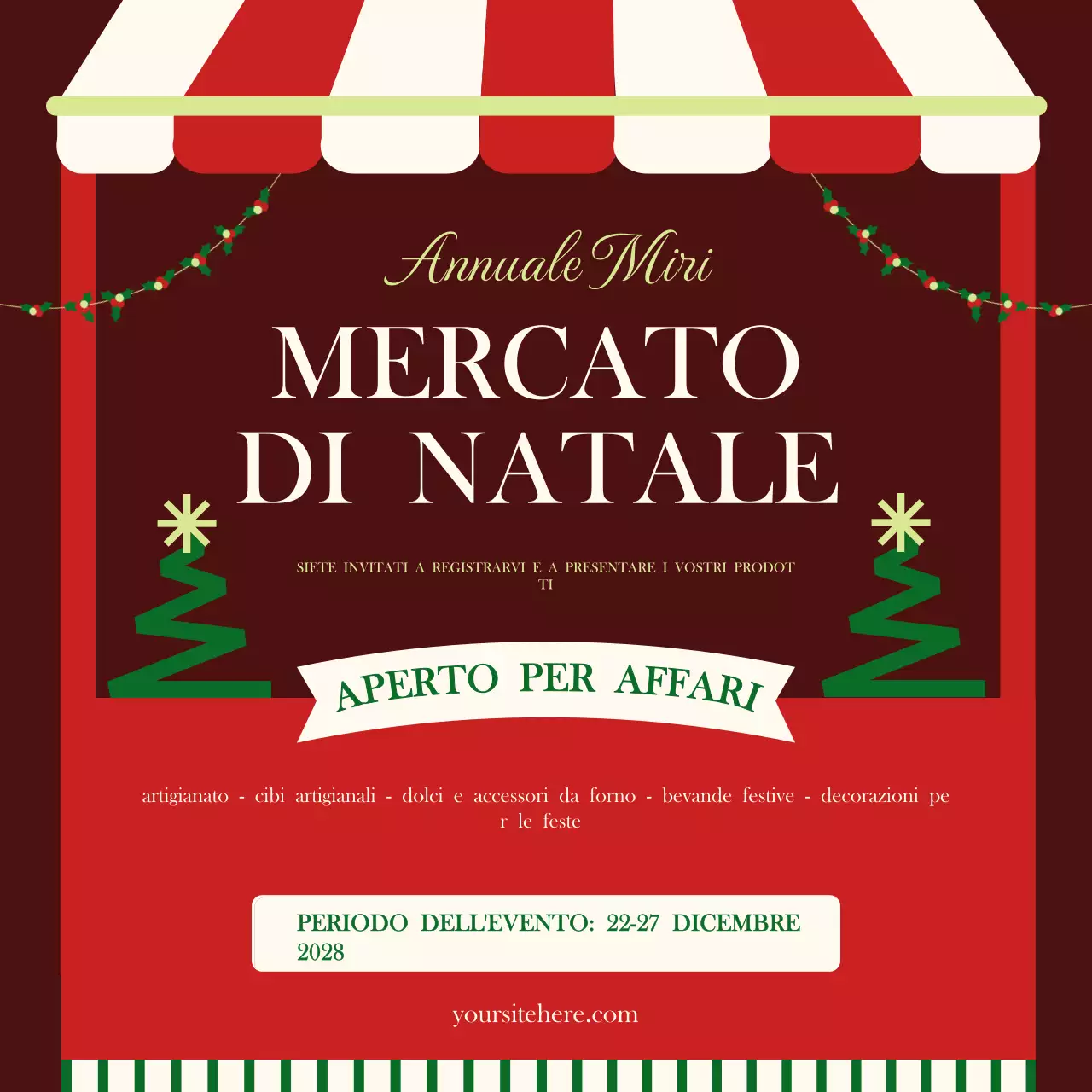 Invito al mercatino di Natale verde retrò