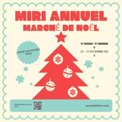 Annonce du marché de Noël rouge et crème