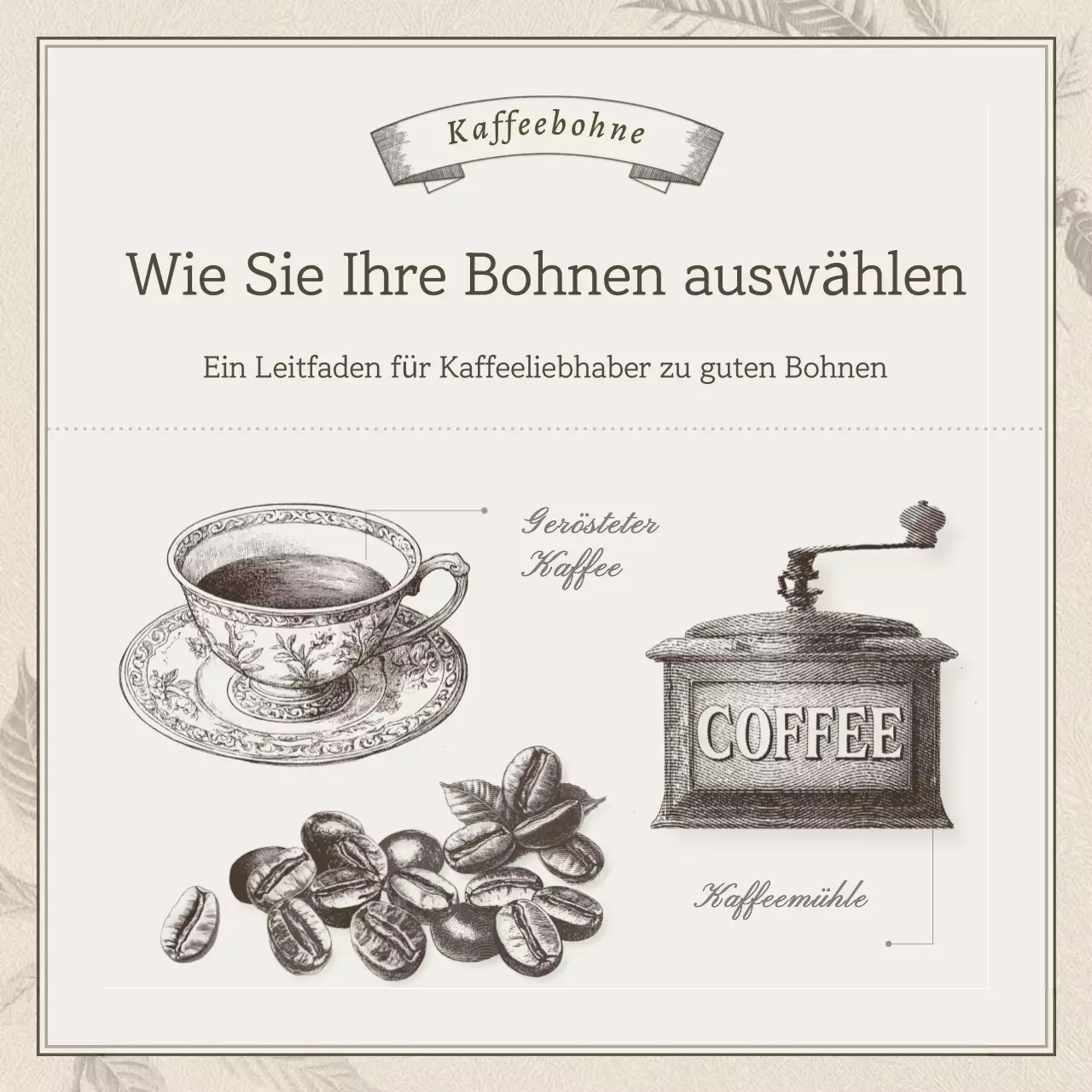 Werbung für ein Vintage-Café in Beige und Braun
