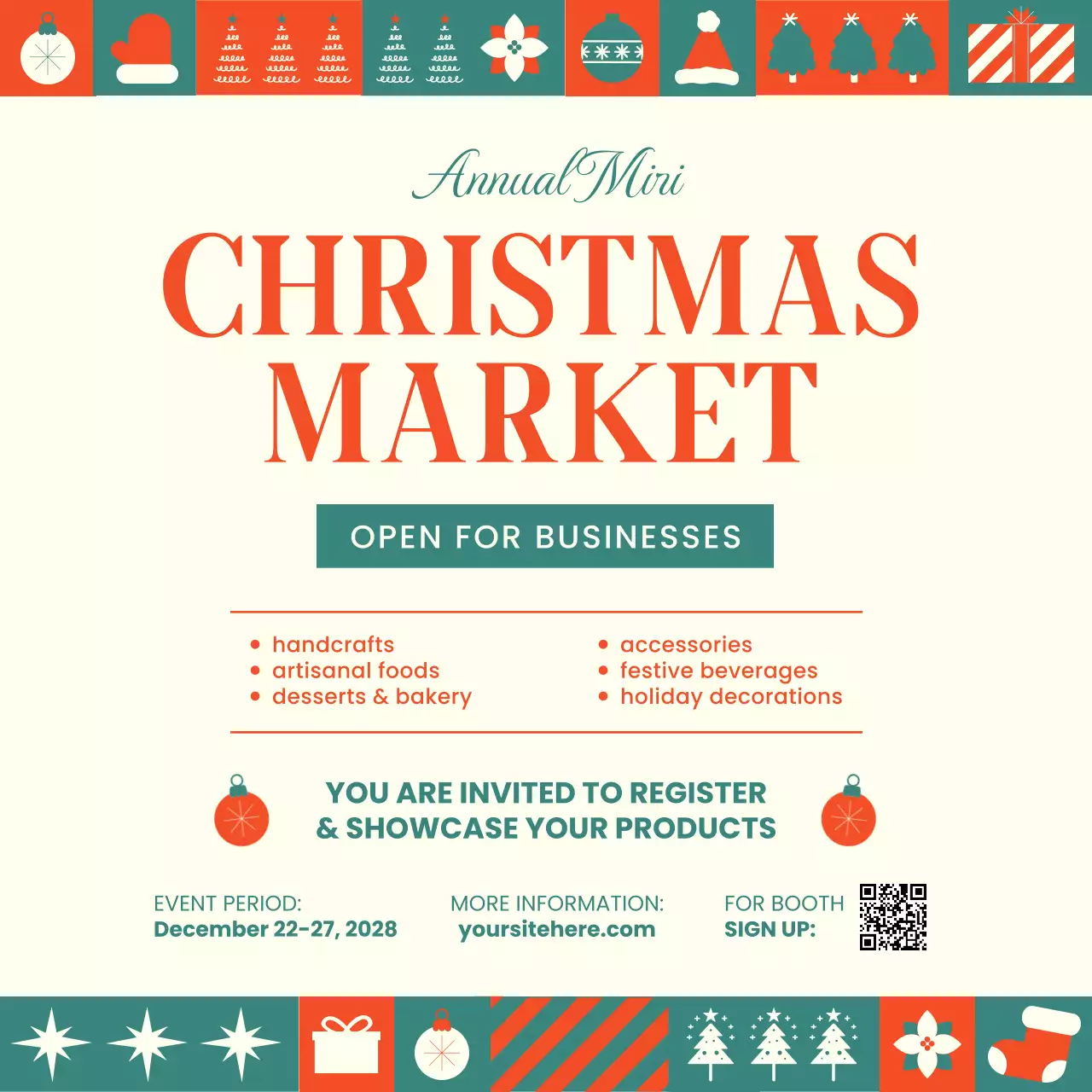 Red Vintage Christmas Invitation Social Media Post