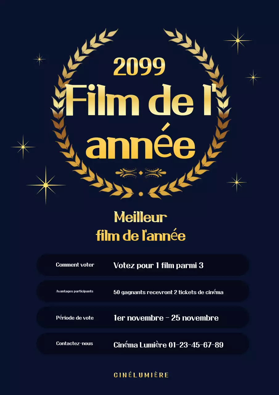 Promouvoir le vote pour le film classique de l'année en or et bleu marine