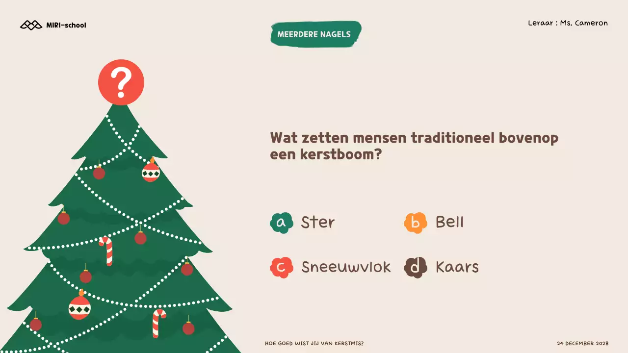 Illustratieve kerstquiz voor kinderen en scholieren