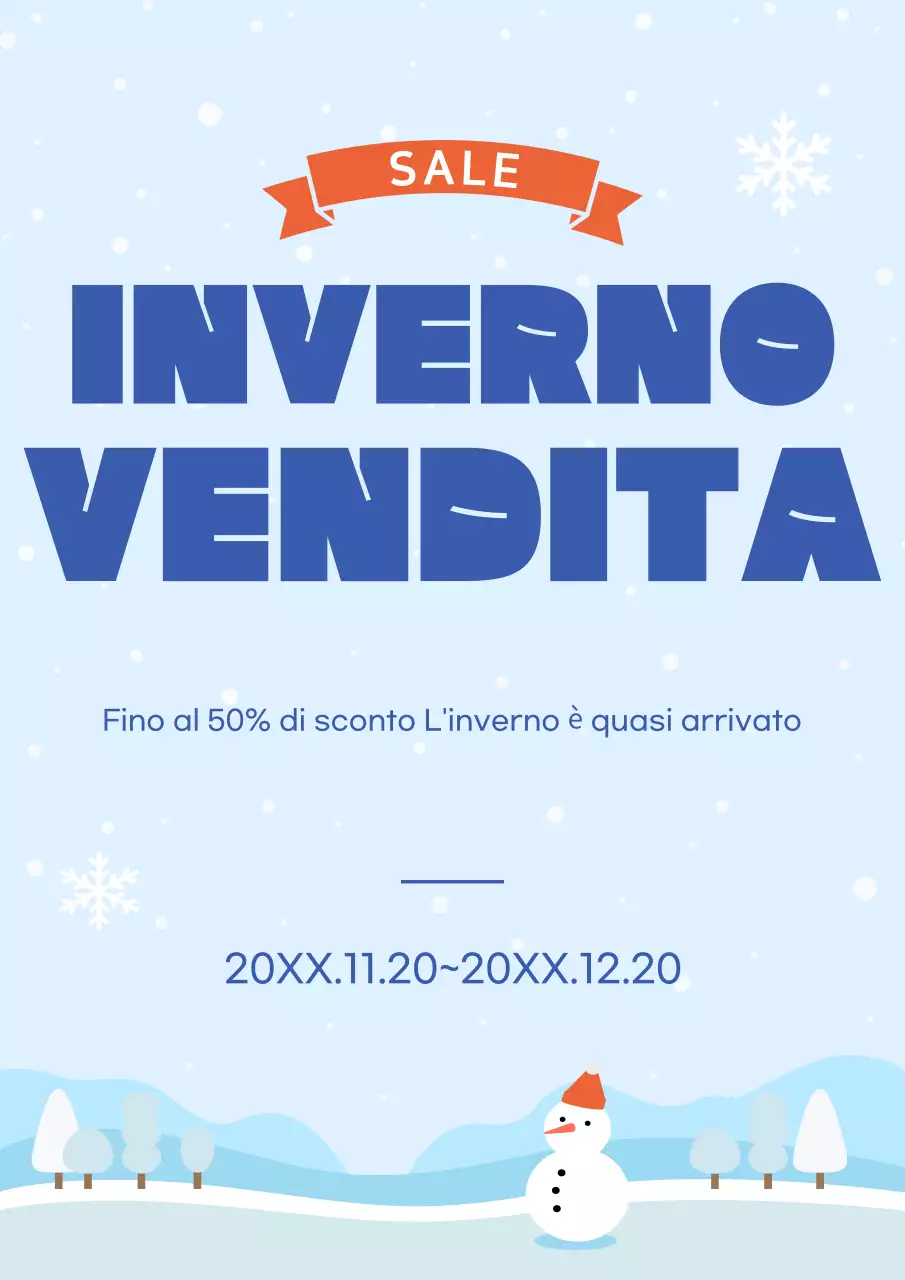 Annuncio invernale pulito di colore azzurro
