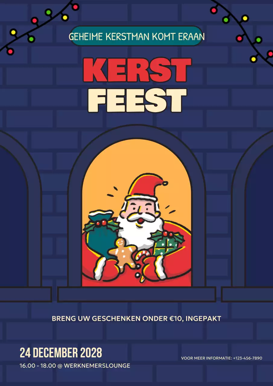 blauwe retro kerstuitnodiging