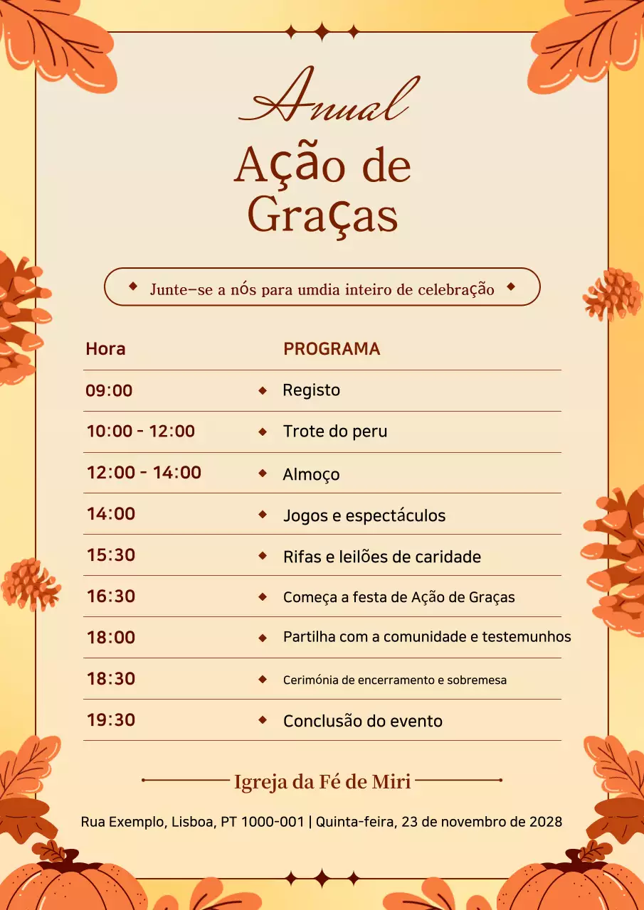 Evento Anual Tradicional de Ação de Graças de Orange